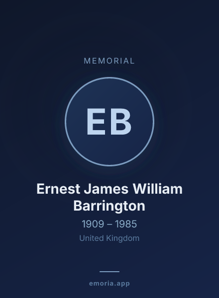 Memorial portrait of Ernest James William Barrington