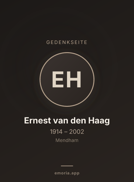Gedenkportrait von Ernest van den Haag