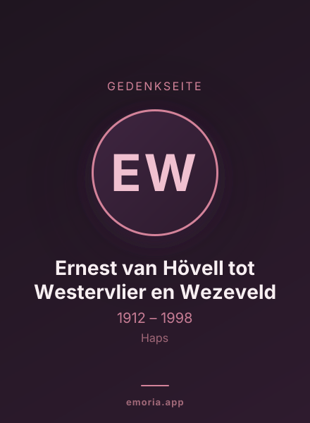 Gedenkportrait von Ernest van Hövell tot Westervlier en Wezeveld