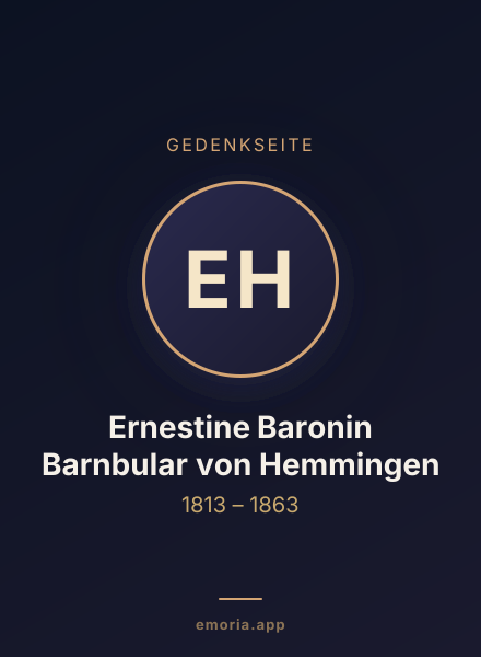 Gedenkportrait von Ernestine Baronin Barnbular von Hemmingen