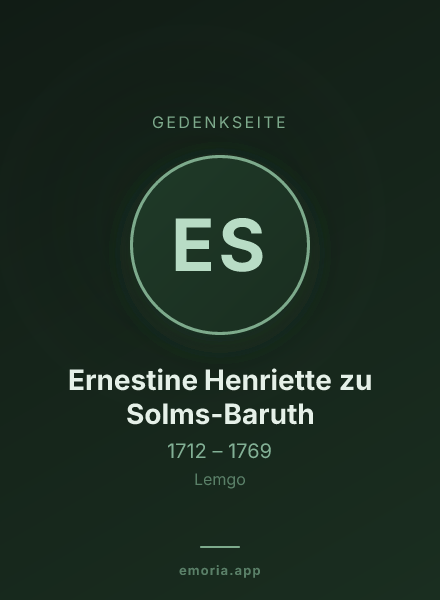 Gedenkportrait von Ernestine Henriette zu Solms-Baruth