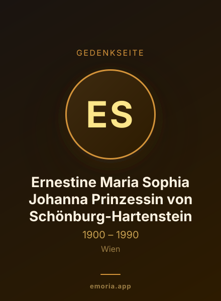 Gedenkportrait von Ernestine Maria Sophia Johanna Prinzessin von Schönburg-Hartenstein