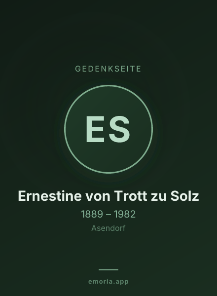 Gedenkportrait von Ernestine von Trott zu Solz