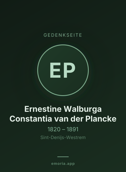 Gedenkportrait von Ernestine Walburga Constantia van der Plancke