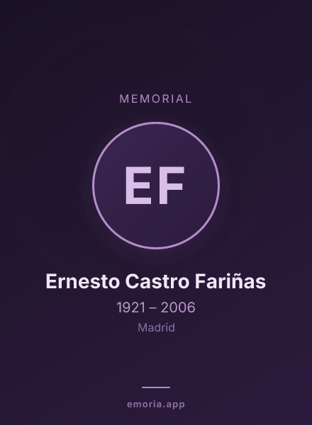 Memorial portrait of Ernesto Castro Fariñas