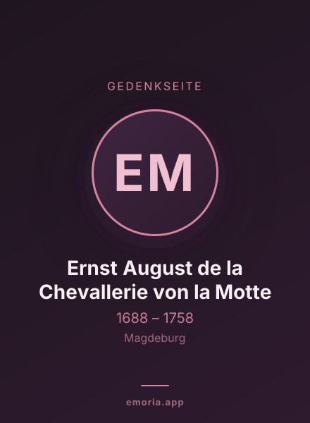 Gedenkportrait von Ernst August de la Chevallerie von la Motte