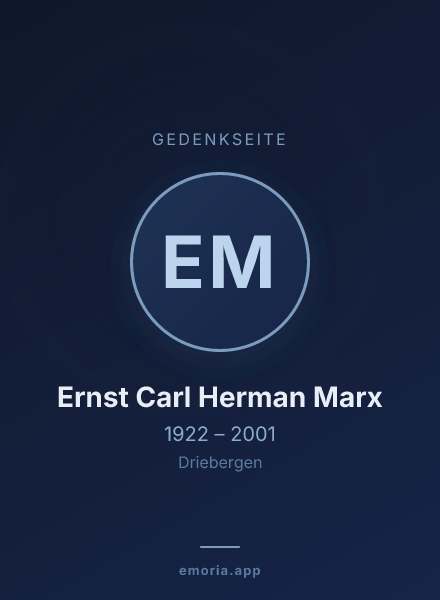 Gedenkportrait von Ernst Carl Herman Marx