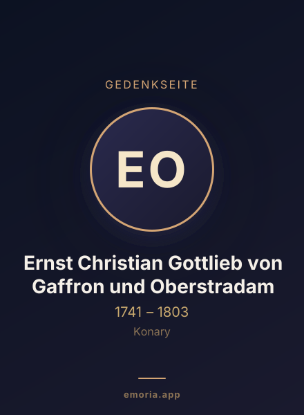 Gedenkportrait von Ernst Christian Gottlieb von Gaffron und Oberstradam