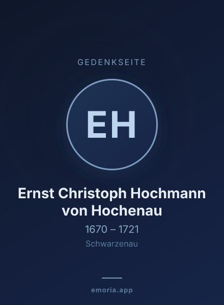 Gedenkportrait von Ernst Christoph Hochmann von Hochenau