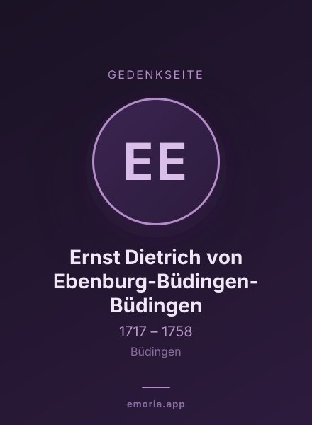 Gedenkportrait von Ernst Dietrich von Ebenburg-Büdingen-Büdingen
