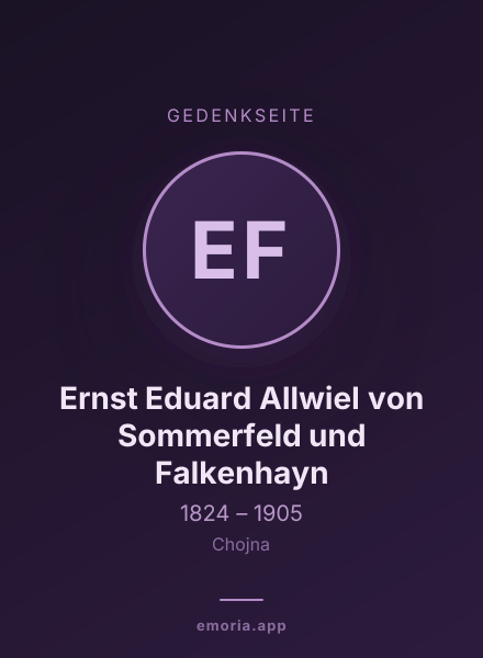 Gedenkportrait von Ernst Eduard Allwiel von Sommerfeld und Falkenhayn