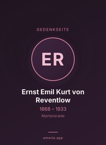 Gedenkportrait von Ernst Emil Kurt von Reventlow