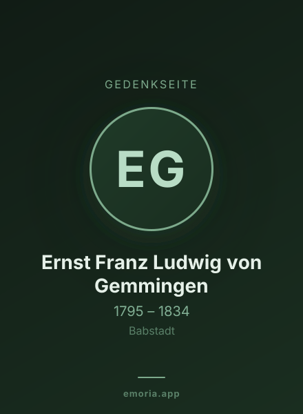 Gedenkportrait von Ernst Franz Ludwig von Gemmingen