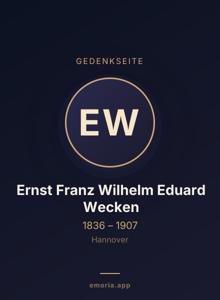 Gedenkportrait von Ernst Franz Wilhelm Eduard Wecken
