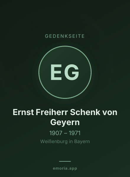 Gedenkportrait von Ernst Freiherr Schenk von Geyern