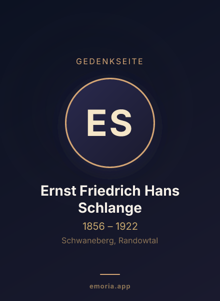 Gedenkportrait von Ernst Friedrich Hans Schlange