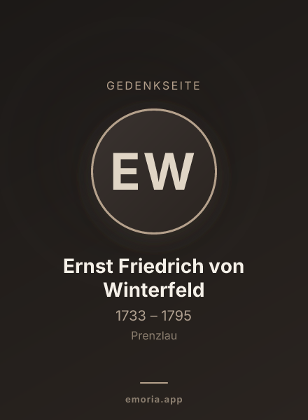 Gedenkportrait von Ernst Friedrich von Winterfeld