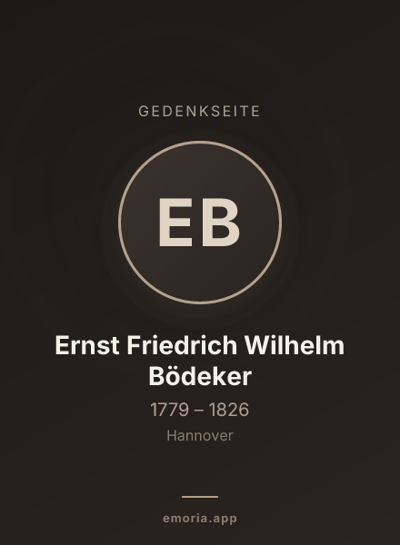 Gedenkportrait von Ernst Friedrich Wilhelm Bödeker