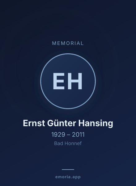 Memorial portrait of Ernst Günter Hansing