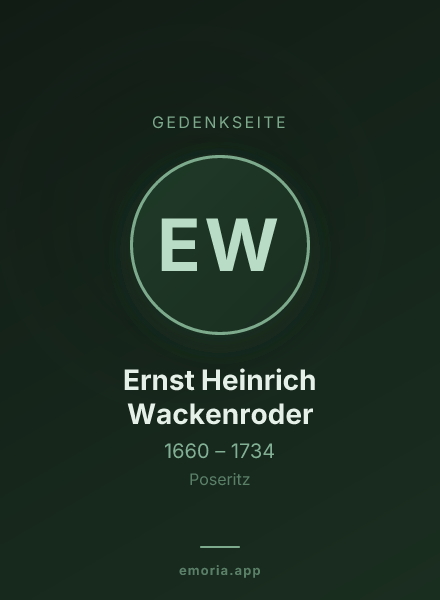 Gedenkportrait von Ernst Heinrich Wackenroder