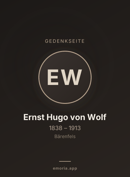 Gedenkportrait von Ernst Hugo von Wolf
