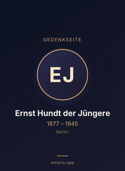 Gedenkportrait von Ernst Hundt der Jüngere