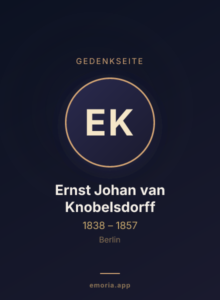Gedenkportrait von Ernst Johan van Knobelsdorff