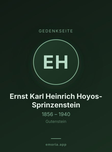 Gedenkportrait von Ernst Karl Heinrich Hoyos-Sprinzenstein