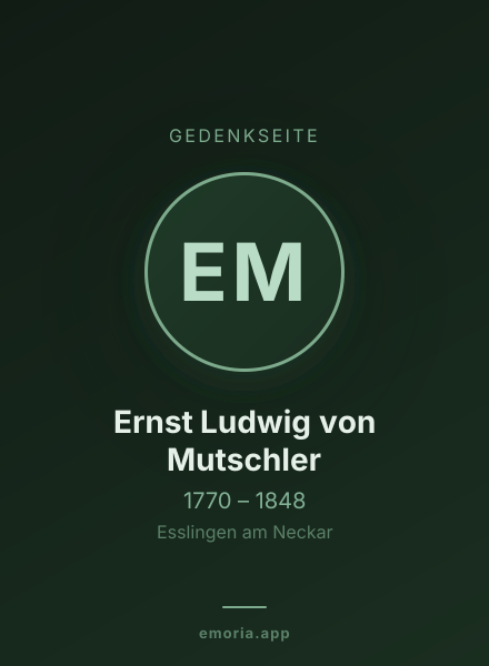 Gedenkportrait von Ernst Ludwig von Mutschler