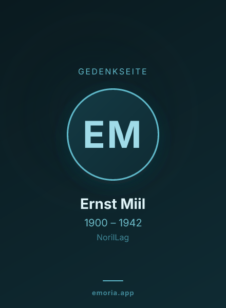 Gedenkportrait von Ernst Miil
