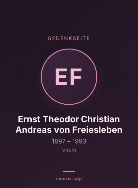Gedenkportrait von Ernst Theodor Christian Andreas von Freiesleben