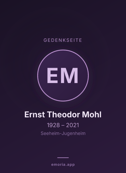 Gedenkportrait von Ernst Theodor Mohl