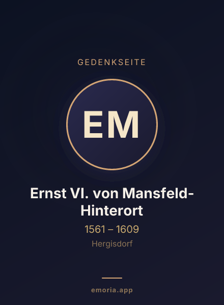 Gedenkportrait von Ernst VI. von Mansfeld-Hinterort
