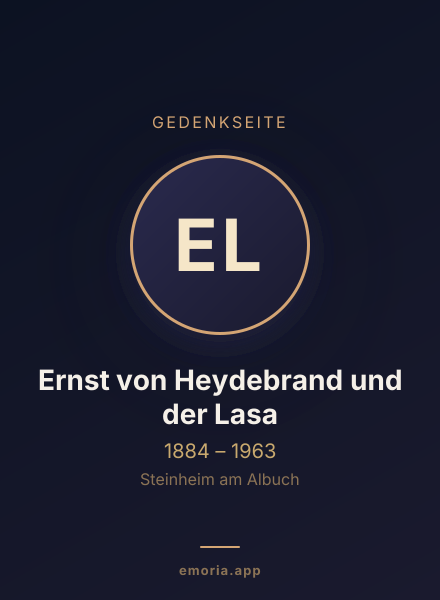 Gedenkportrait von Ernst von Heydebrand und der Lasa
