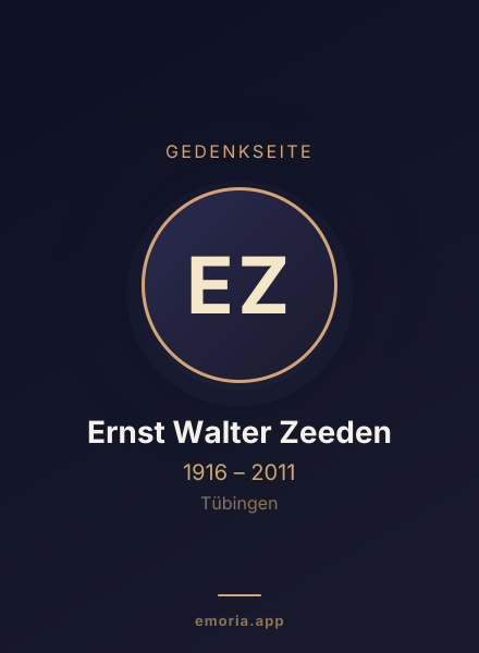 Gedenkportrait von Ernst Walter Zeeden