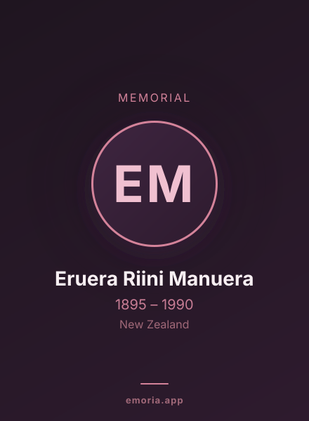 Memorial portrait of Eruera Riini Manuera