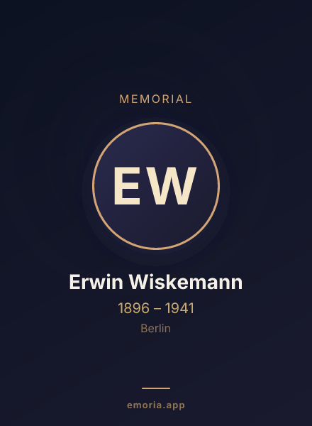 Memorial portrait of Erwin Wiskemann