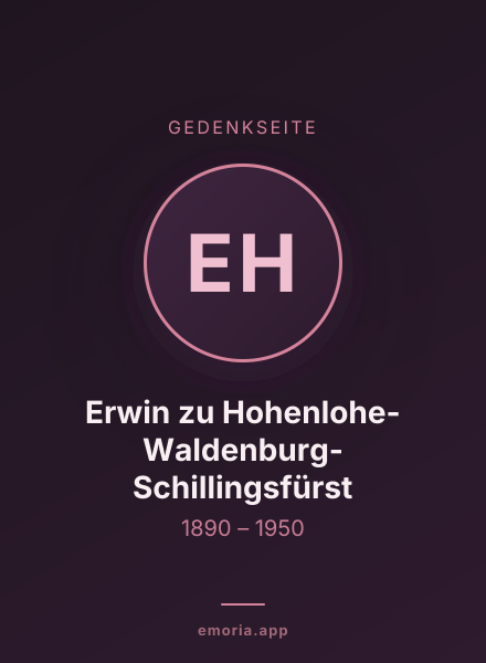 Gedenkportrait von Erwin zu Hohenlohe-Waldenburg-Schillingsfürst