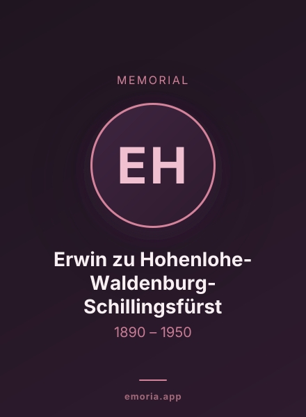 Memorial portrait of Erwin zu Hohenlohe-Waldenburg-Schillingsfürst
