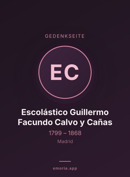Gedenkportrait von Escolástico Guillermo Facundo Calvo y Cañas
