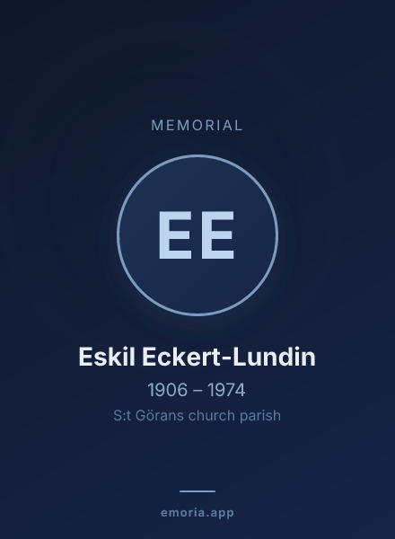 Memorial portrait of Eskil Eckert-Lundin