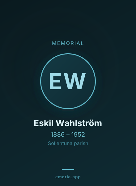 Memorial portrait of Eskil Wahlström
