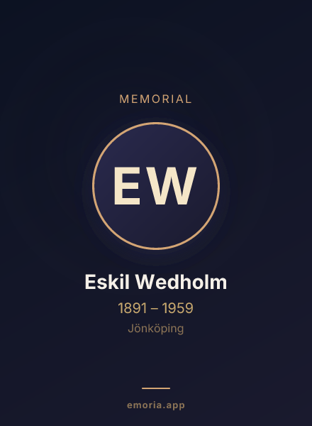 Memorial portrait of Eskil Wedholm