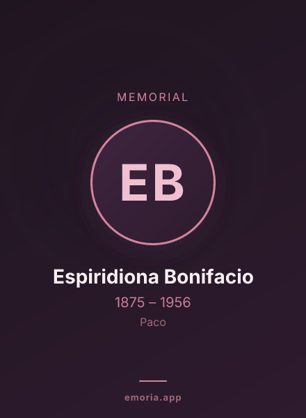 Memorial portrait of Espiridiona Bonifacio