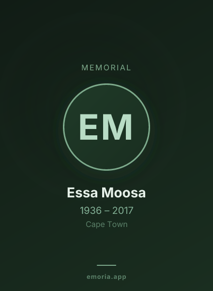 Memorial portrait of Essa Moosa
