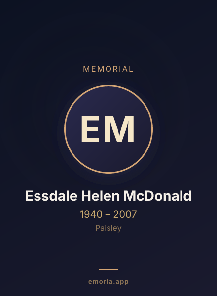 Memorial portrait of Essdale Helen McDonald