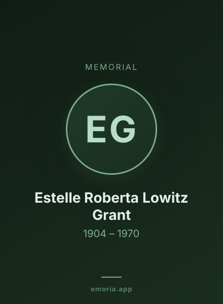 Memorial portrait of Estelle Roberta Lowitz Grant