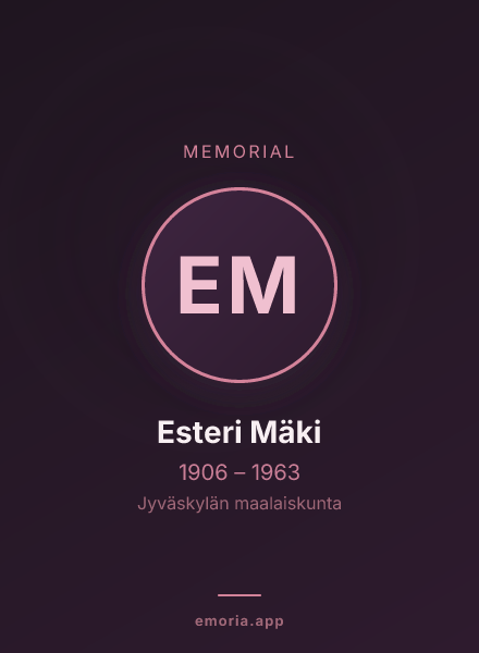 Memorial portrait of Esteri Mäki
