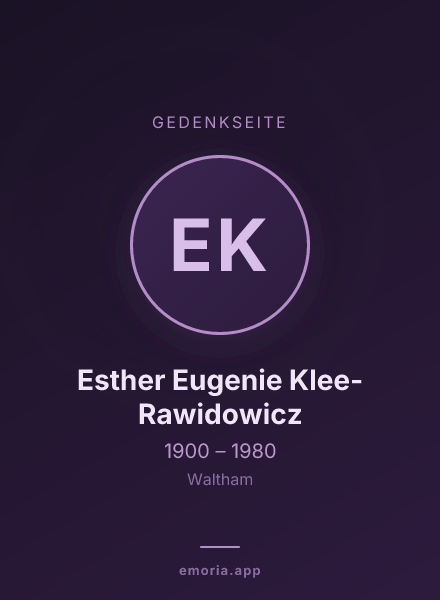 Gedenkportrait von Esther Eugenie Klee-Rawidowicz