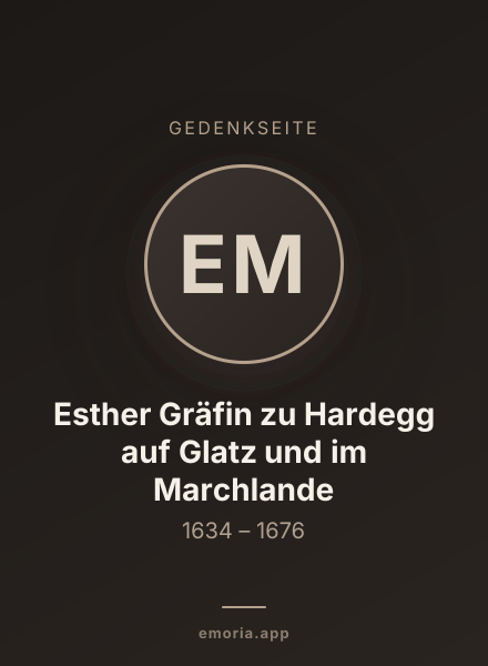 Gedenkportrait von Esther Gräfin zu Hardegg auf Glatz und im Marchlande